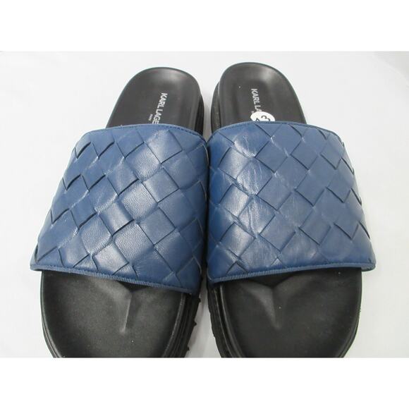 Karl Lagerfeld Paris Leather Weave Slide Size 13 Dark Blue / Black - LF1S2124